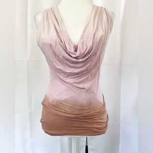 SKY womens top , Pink to brown ombre , size M , braiding detail in back